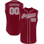 Personalized Crimson Gray-White Baseball Jersey for Men and Women - Sleeveless Athletic Wear Personalized Crimson Gray-White