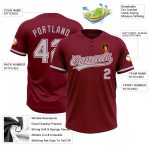 Personalized Unisex Softball Jersey - Crimson Gray-White Two-Button Style Personalized Crimson Gray-White Two-Button Unisex