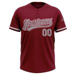 Personalized Unisex Softball Jersey - Crimson Gray-White Two-Button Style Personalized Crimson Gray-White Two-Button Unisex