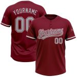 Personalized Unisex Softball Jersey - Crimson Gray-White Two-Button Design Personalized Crimson Gray-White Two-Button Unisex