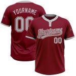 Personalized Unisex Softball Jersey - Crimson Gray-White Two-Button Design Personalized Crimson Gray-White Two-Button Unisex