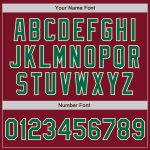 Personalized Two Tone Bomber Jacket in Crimson Kelly Green Cream - Full-Snap Varsity Letterman Style Personalized Crimson