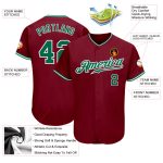 Personalized Baseball Jersey in Crimson, Kelly Green, and White Colors Personalized Crimson Kelly Green-White Baseball Jersey