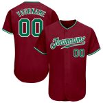 Personalized Baseball Jersey in Crimson, Kelly Green, and White Colors Personalized Crimson Kelly Green-White Baseball Jersey