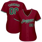 Personalized Baseball Jersey in Crimson, Kelly Green, and White Colors Personalized Crimson Kelly Green-White Baseball Jersey