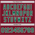 Personalized Crimson Green White Varsity Letterman Bomber Jacket - Full Snap Design Personalized Crimson Kelly Green-White