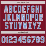 Personalized Two Tone Bomber Varsity Jacket in Crimson Light Blue Cream - Full-Snap Letterman Style Personalized Crimson