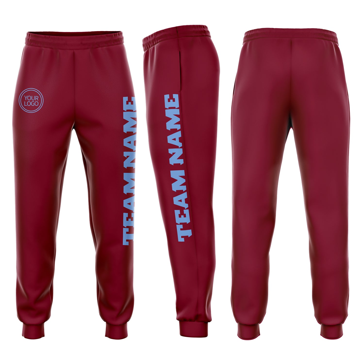 Personalized Crimson and Light Blue Fleece Joggers for Men and Women Sweatpants Personalized Crimson Light Blue Fleece Jogger