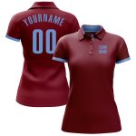 Custom Crimson and Light Blue Performance Golf Polo Shirt for Men Personalized Crimson Light Blue Performance Golf Polo Shirt