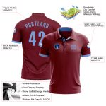 Custom Name and Number Performance Golf Polo Shirt in Crimson and Light Blue - Personalized Team Apparel Personalized Crimson