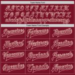 Personalized Bomber Jacket in Crimson Maroon-Cream, Full-Snap Varsity Letterman Fashion Style Personalized Crimson Maroon-Cream