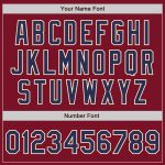 Personalized Two-Tone Varsity Letterman Bomber Jacket - Crimson Navy-Cream Full-Snap Style Personalized Crimson Navy-Cream