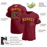Personalized American Flag Baseball Jersey, Crimson Navy Gold Style, Fashion Design Personalized Crimson Navy-Gold American