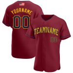 Personalized American Flag Baseball Jersey, Crimson Navy Gold Style, Fashion Design Personalized Crimson Navy-Gold American