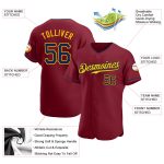 Custom Team Baseball Jersey with Personalized Name and Number - Crimson Navy Gold Authentic Design Personalized Crimson Navy-Gold