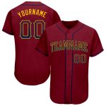 Custom Name and Number Baseball Jersey - Personalized Crimson Navy-Gold Authentic Drift Fashion Personalized Crimson Navy-Gold