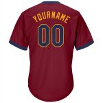 Custom Name Number Baseball Jersey Shirt - Personalized Crimson Navy Gold Authentic Throwback Rib-Knit Personalized Crimson
