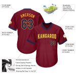 Custom Name Number Baseball Jersey Shirt - Personalized Crimson Navy Gold Authentic Throwback Rib-Knit Personalized Crimson