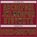 Custom Crimson Navy Gold Varsity Letterman Jacket Full-Snap Bomber Personalized Crimson Navy-Gold Bomber Full-Snap Varsity