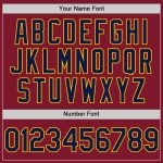 Personalized Baseball Jersey in Crimson Navy-Gold Line Design - Custom Team Apparel Personalized Crimson Navy-Gold Line Baseball