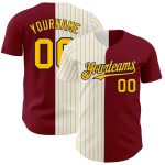 Custom Name Number Baseball Jersey - Personalized Crimson Navy Gold Pinstripe Authentic Split Fashion Team Gear Personalized