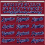 Custom Name Number Two Tone Bomber Jacket Varsity Letterman Crimson Navy-Light Blue Full-Snap Team Apparel Personalized Crimson
