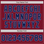 Custom Name Number Two Tone Bomber Jacket Varsity Letterman Crimson Navy-Light Blue Full-Snap Team Apparel Personalized Crimson