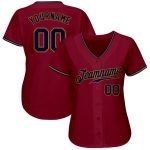Custom Name and Number Authentic Baseball Jersey in Crimson Navy and Old Gold - Personalized Sports Apparel Personalized