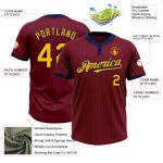 Custom Name and Number Softball Jersey - Personalized Crimson Navy Pinstripe Two-Button Unisex Design Personalized Crimson