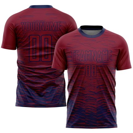 Personalized Soccer Uniform Jersey - Crimson Navy Sublimation Design Personalized Crimson Navy Sublimation Soccer Uniform