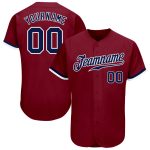 Custom Team Baseball Jersey with Personalized Name and Number - Crimson Navy White Authentic Design Personalized Crimson