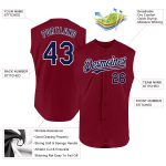 Custom Personalized Baseball Jersey Crimson Navy-White Authentic Sleeveless with Name and Number Personalized Crimson Navy-White
