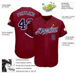 Personalized Baseball Jersey in Crimson Navy-White Color, Custom Design for Fans and Players Personalized Crimson Navy-White