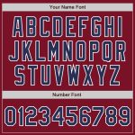 Personalized Varsity Letterman Jacket in Crimson Navy-White Bomber Style Personalized Crimson Navy-White Bomber Full-Snap