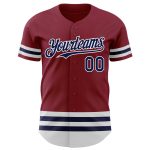 Custom Name Number Personalized Baseball Jersey - Crimson Navy-White Authentic Team Jersey Personalized Crimson Navy-White