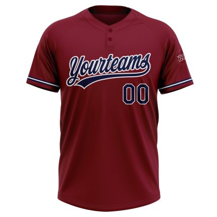 Personalized Softball Jersey Unisex Two-Button Crimson Navy-White Design Personalized Crimson Navy-White Two-Button Unisex