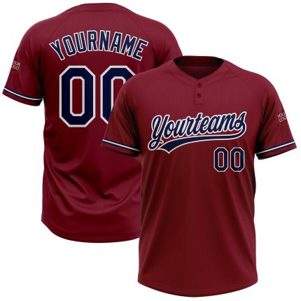 Personalized Softball Jersey Unisex Two-Button Crimson Navy-White Design Personalized Crimson Navy-White Two-Button Unisex