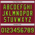Custom Name and Number Two-Tone Varsity Letterman Bomber Jacket in Crimson Neon Green-Black Personalized Crimson Neon Green-Black
