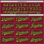 Custom Name and Number Varsity Letterman Jacket Crimson Neon Green-Navy Bomber Personalized Crimson Neon Green-Navy Bomber