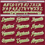 Personalized Crimson Neon Green White Varsity Letterman Bomber Jacket Full-Snap Personalized Crimson Neon Green-White Bomber