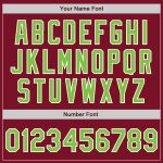Custom Varsity Letterman Jacket with Personalized Name & Number - Crimson Neon Green-White Bomber Full-Snap Personalized