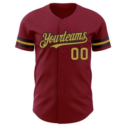 Custom Crimson and Old Gold Black Baseball Jersey - Authentic Design Personalized Crimson Old Gold-Black Authentic Baseball