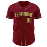 Custom Name and Number Authentic Baseball Jersey - Personalized Crimson Old Gold and Black Team Jersey Personalized Crimson