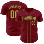 Custom Name and Number Authentic Baseball Jersey - Personalized Crimson Old Gold and Black Team Jersey Personalized Crimson