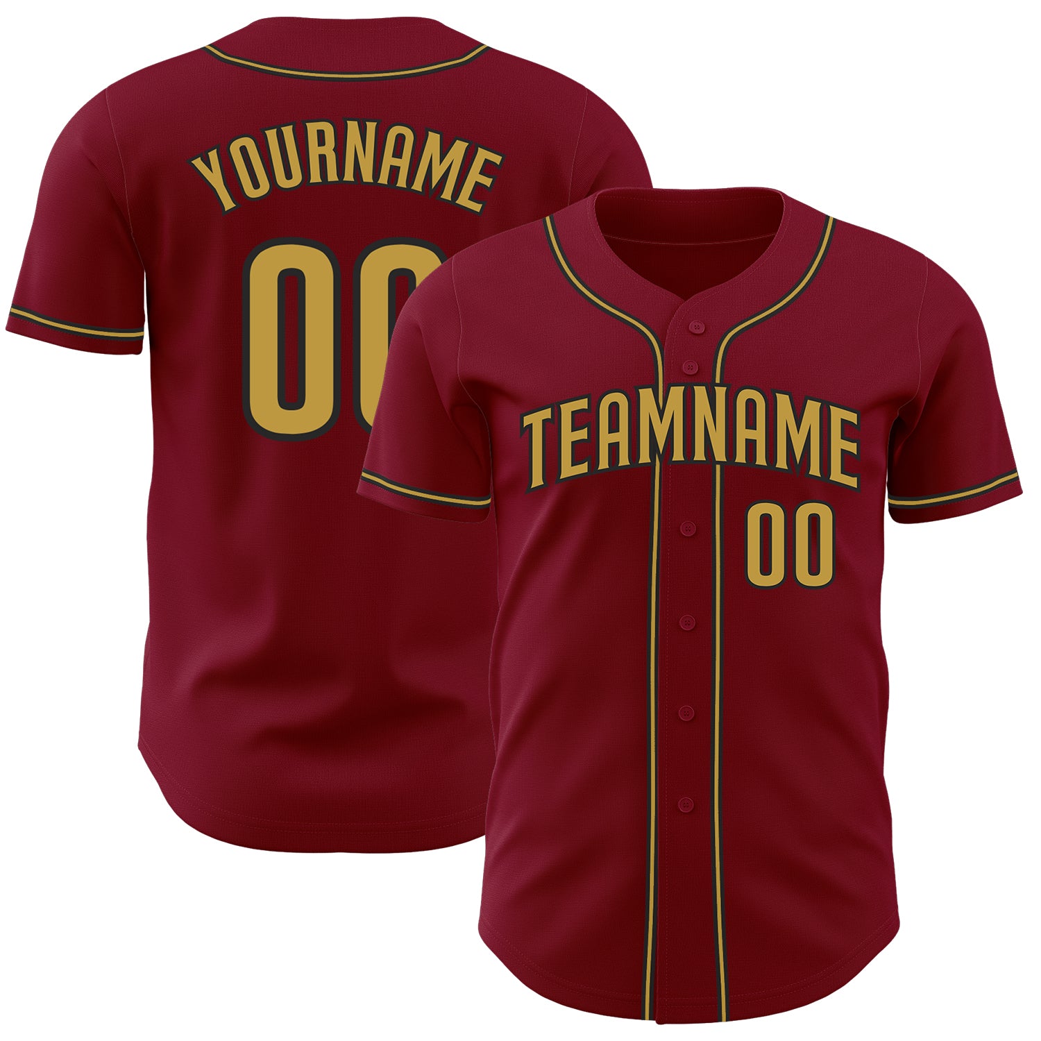 Custom Name and Number Authentic Baseball Jersey - Personalized Crimson Old Gold and Black Team Jersey Personalized Crimson