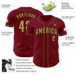 Custom Name and Number Authentic Baseball Jersey - Personalized Crimson Old Gold and Black Team Jersey Personalized Crimson