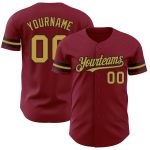 Custom Crimson and Old Gold Black Baseball Jersey - Authentic Design Personalized Crimson Old Gold-Black Authentic Baseball