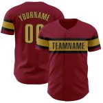 Personalized Crimson Black Gold Baseball Jersey - Custom Team Apparel 3 Personalized Crimson Old Gold-Black Baseball Jersey