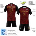Custom Name and Number Volleyball Uniform Jersey - Personalized Crimson Old Gold-Black Lightning Sublimation Design Personalized