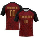 Personalized Lightning Volleyball Uniform Jersey in Crimson Old Gold-Black Sublimation Design Personalized Crimson Old Gold-Black